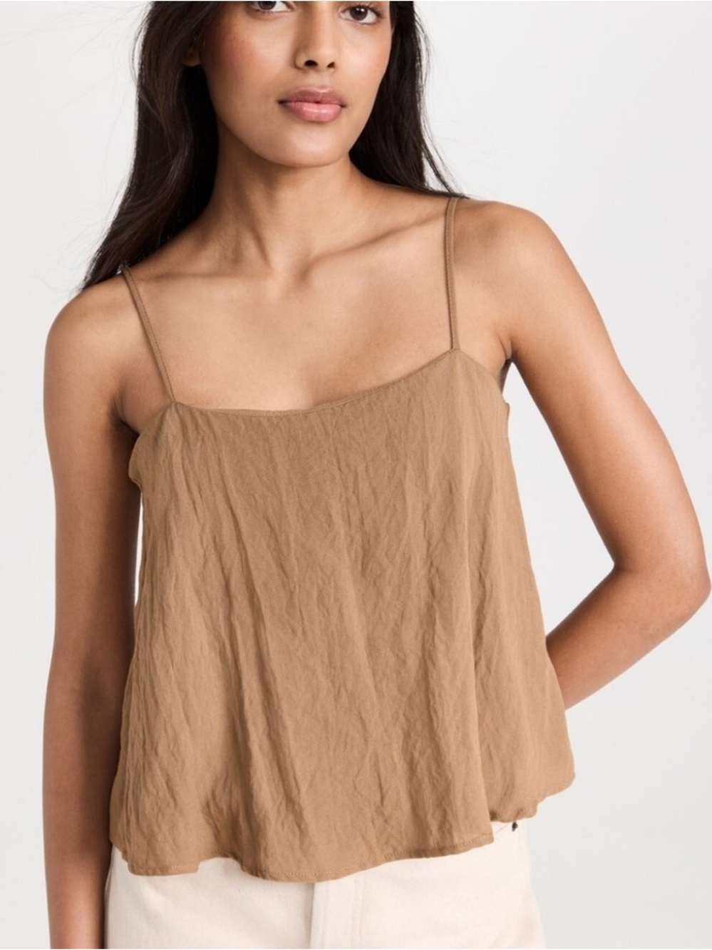 Z Supply Annie tank top in otter brown faux linen from Evereve